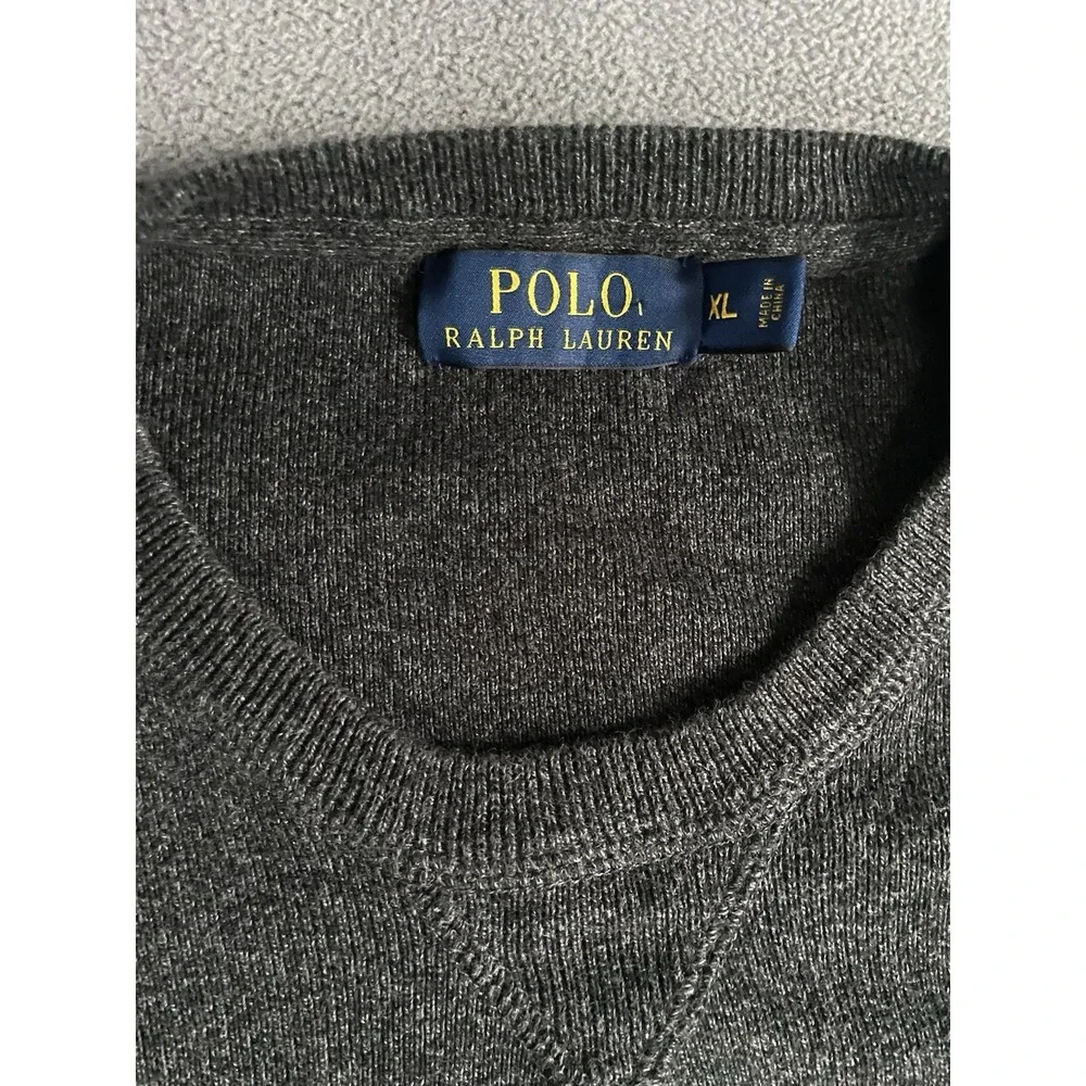 Polo Ralph Lauren Sweater Mens XL Cotton Charcoal Gray Knit Pull Over